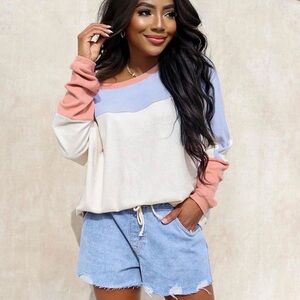 NWT Dottie Couture Soft Colorblock Long Sleeve Top